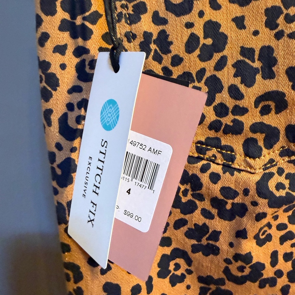 Jen 7 for all mankind Leopard Print Ankle skinny jeans - Black on Camel size 4 - Picture 4 of 5